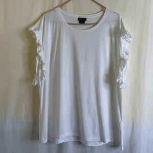 City Chic Top Size 18 White Ruffle Sleeveless Boho Fairy